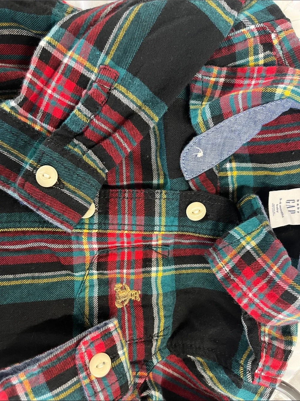 GAP Baby Plaid Button-Up in Red, Green, Black and Yellow